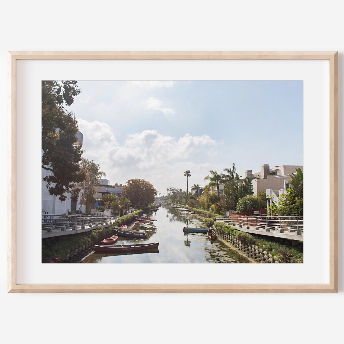 Venice Canals Los Angeles Canoe Waterway Palm Trees Photo Poster