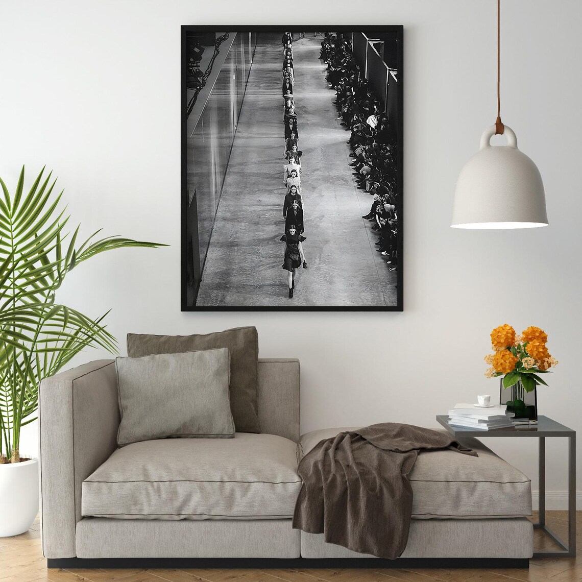 Fashion Models Walking Black and White Art Print - Image 2