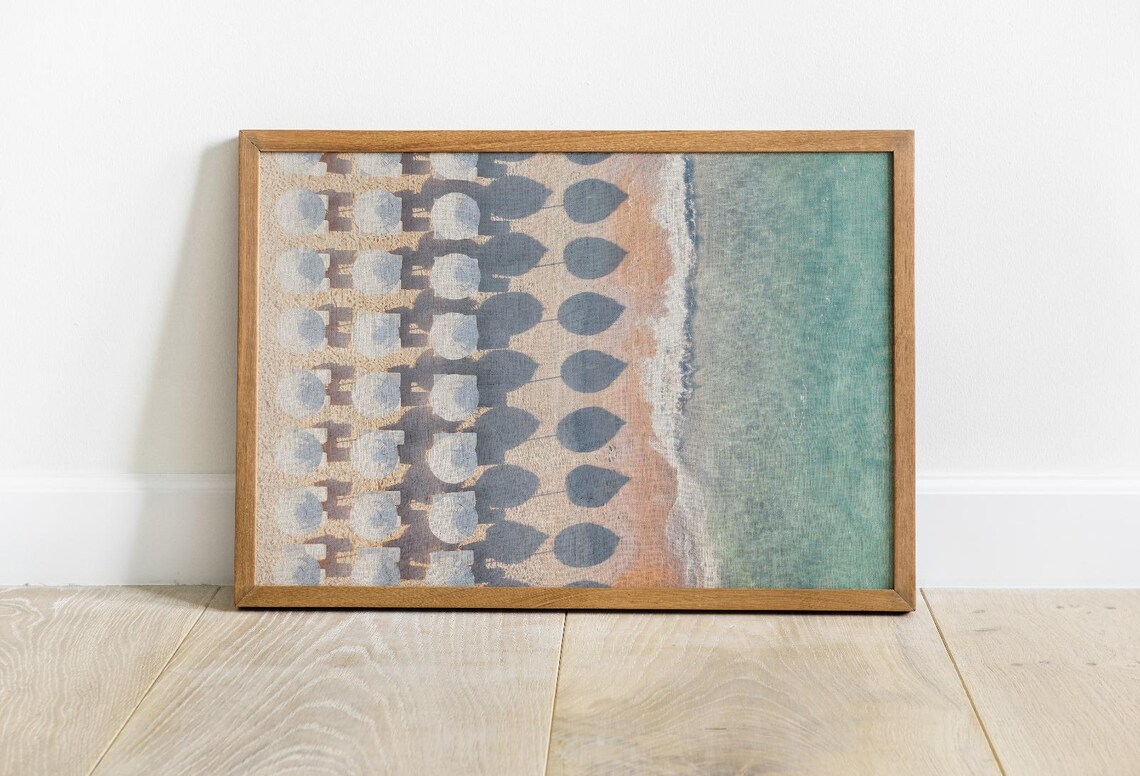 Minimalist Beach Poster, Coastal Ocean Aerial - Image 3
