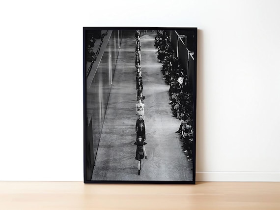 Fashion Models Walking Black and White Art Print