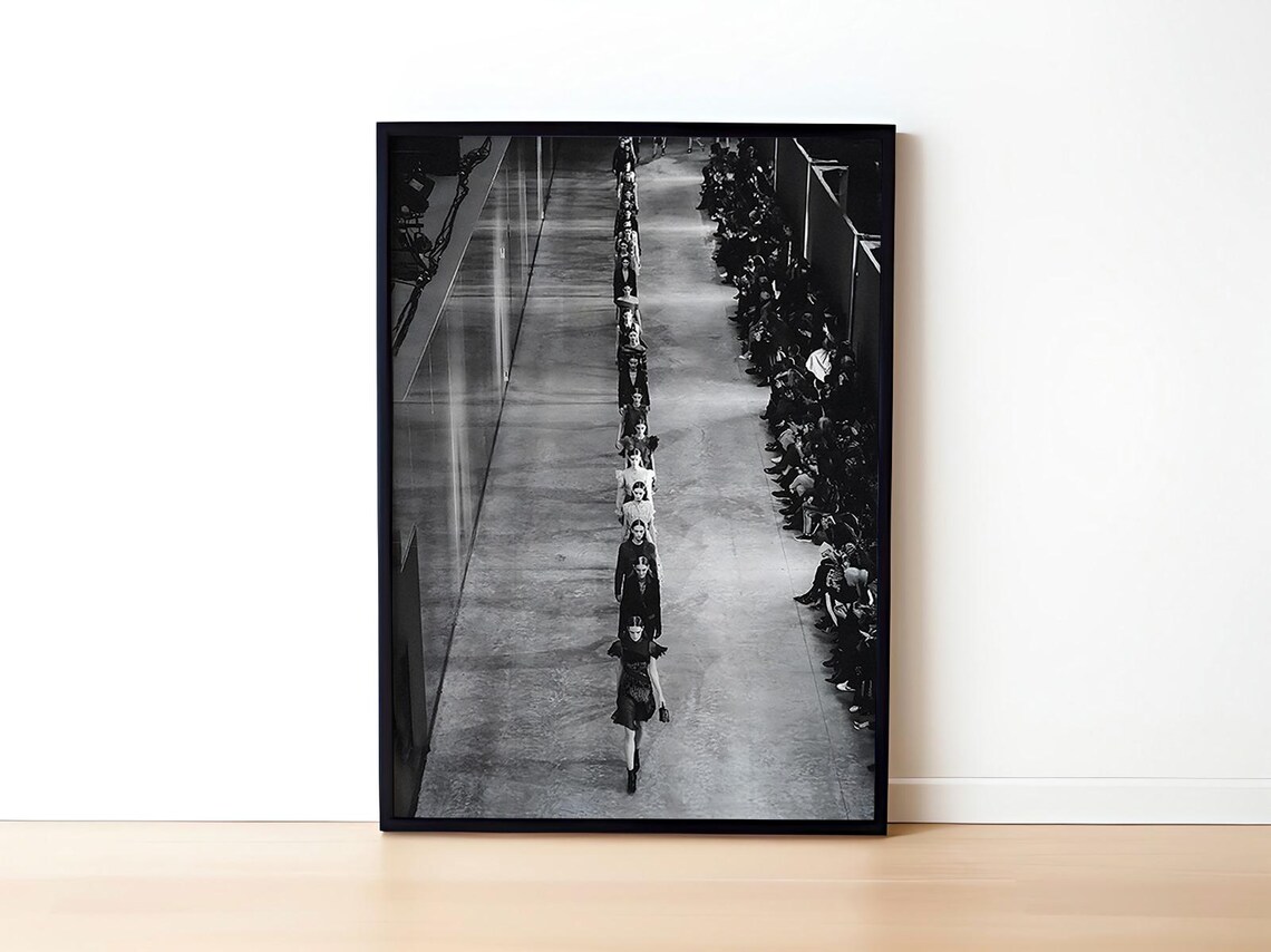 Fashion Models Walking Black and White Art Print