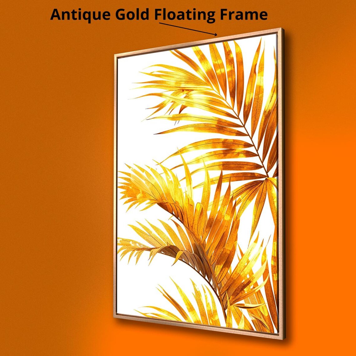 Golden Palm Fronds Luxury Tropical Foliage Botanical Wall Art Print - Image 2