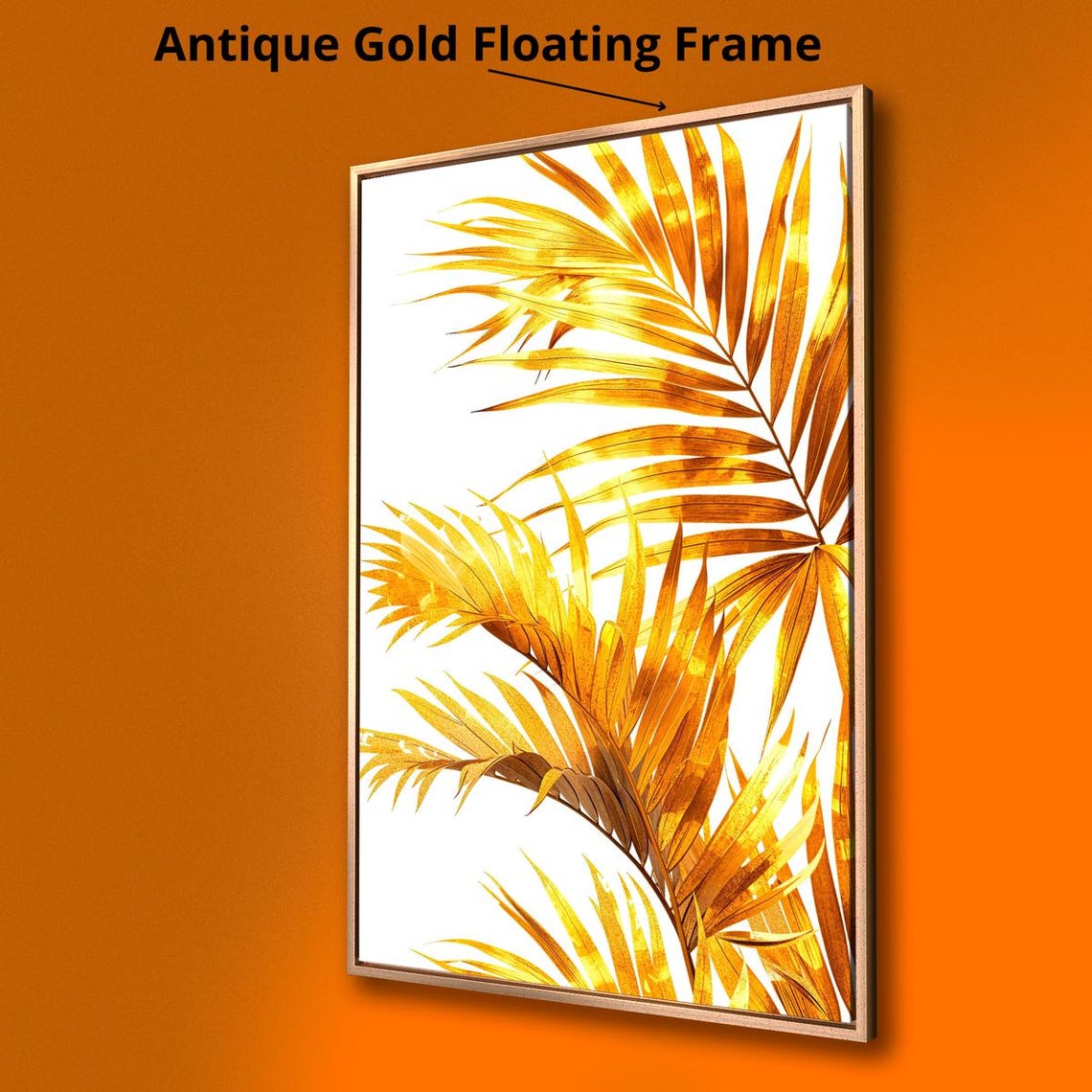 Luxury Golden Foliage Framed Wall Art Elegant Botanical Print Large Sophisticated Wall Decor Fine Tropical Leaf Poster Ready To Hang - Image 2