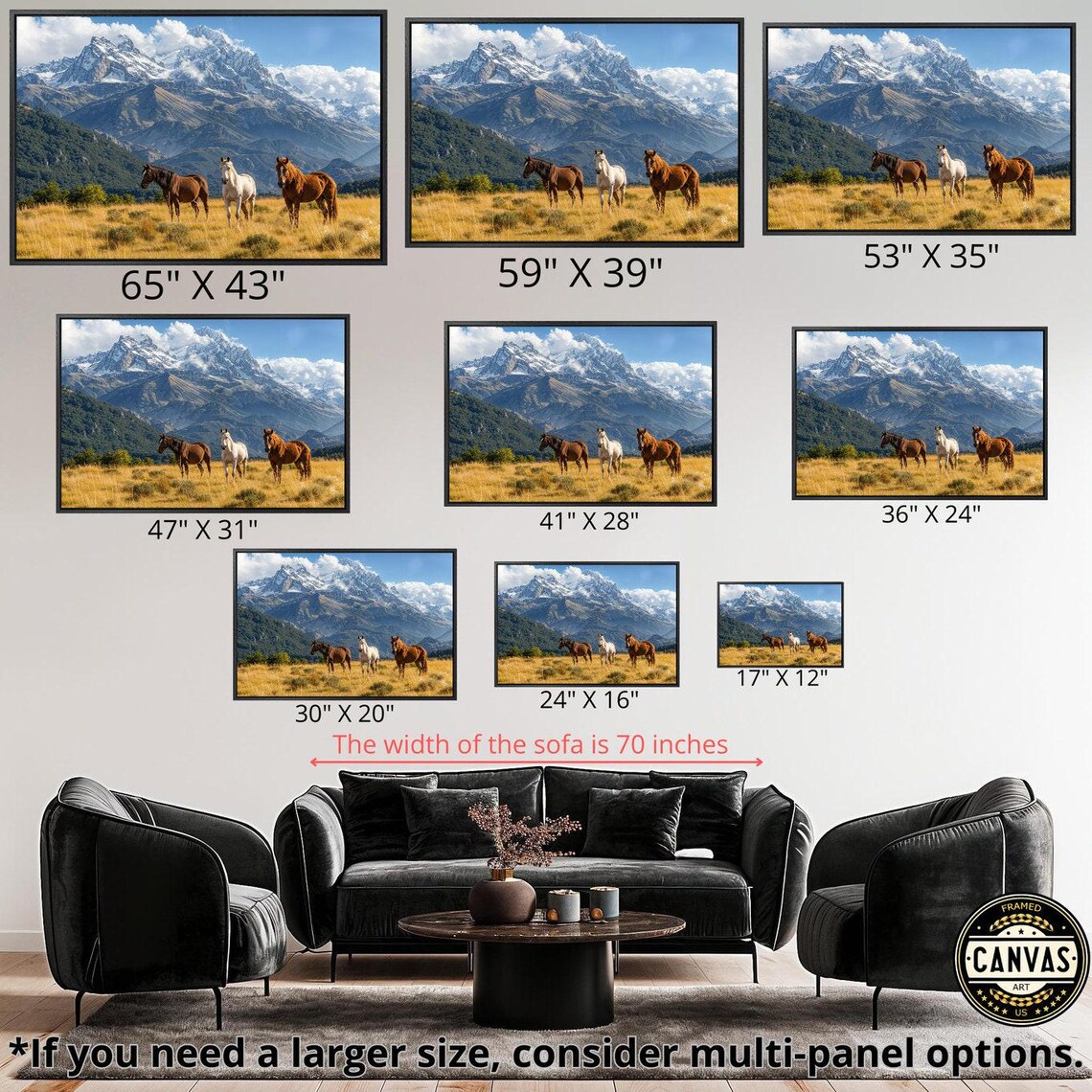 Mountain Landscape with Grazing Horses Art Print - Image 4