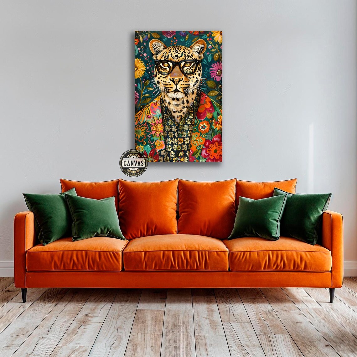 Floral Leopard Vibrant Animal Portrait Art Print - Image 3