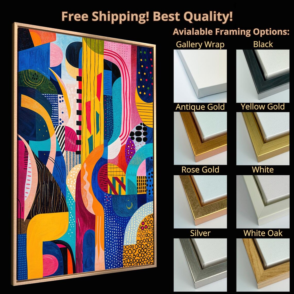 Geometric Shapes Modern Abstract Art Print, Vibrant - Image 5