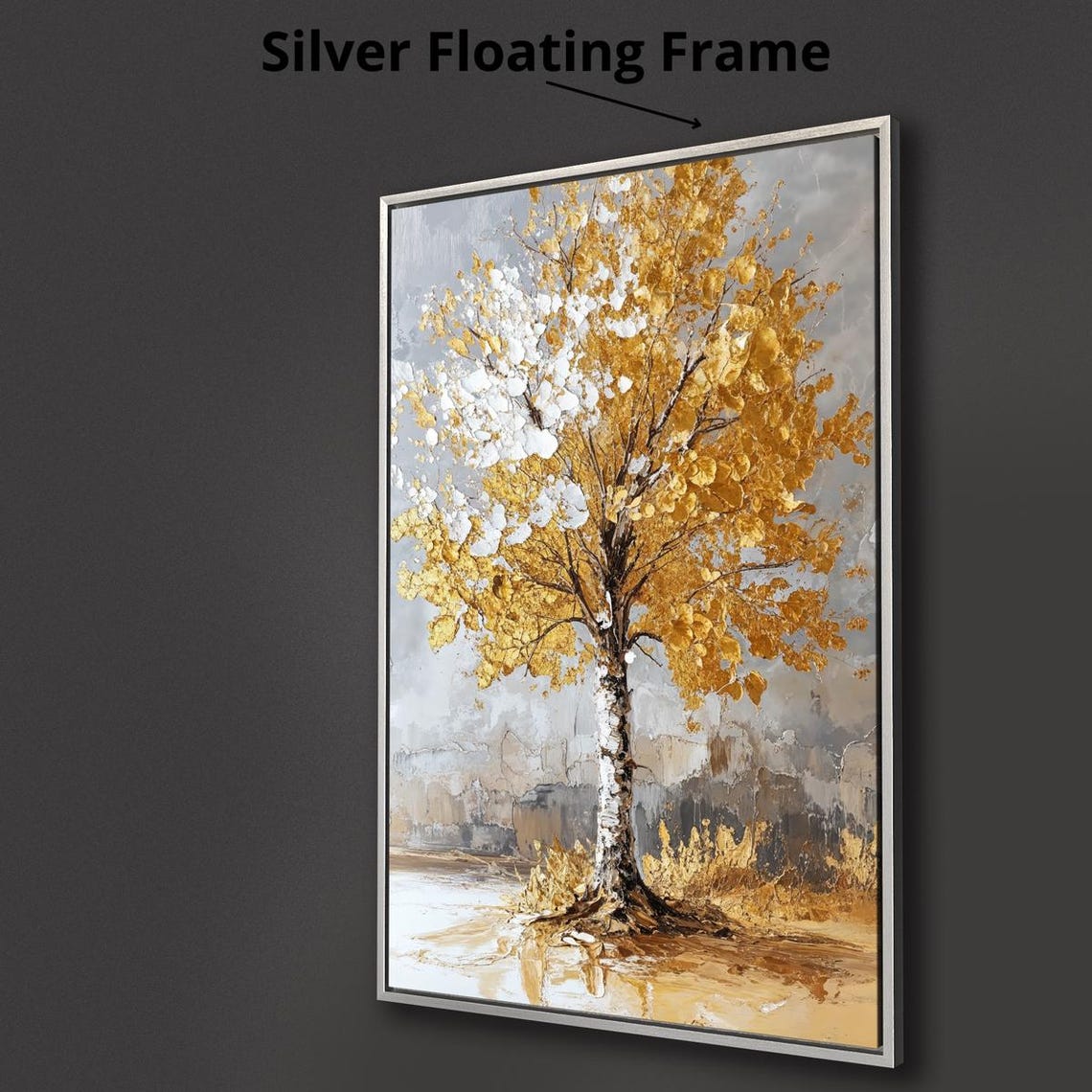 Tall Golden Birch Tree White Foliage Autumn Abstract Wall Poster - Image 3