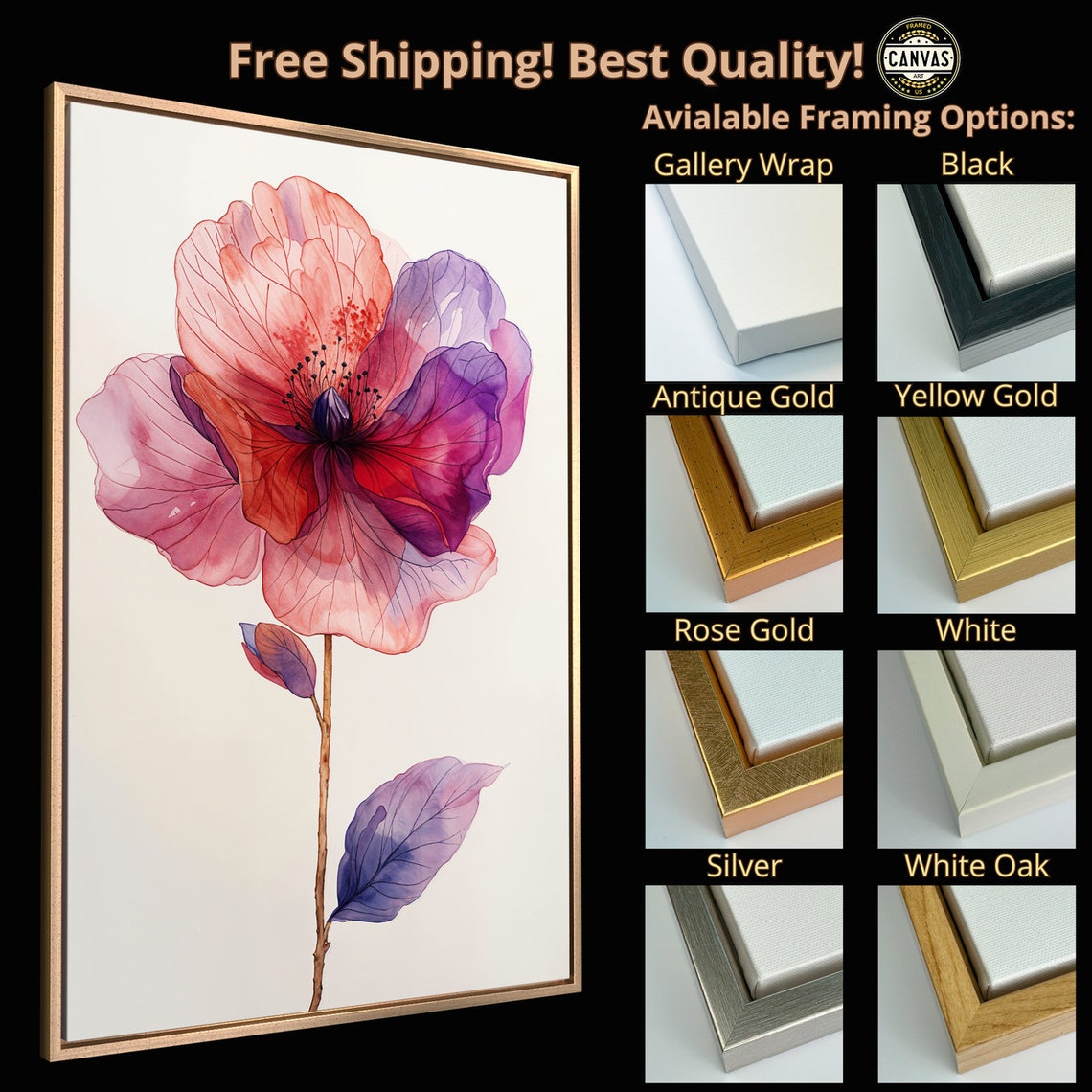 Pink Purple Translucent Flower Watercolor Elegant Bloom Poster - Image 5