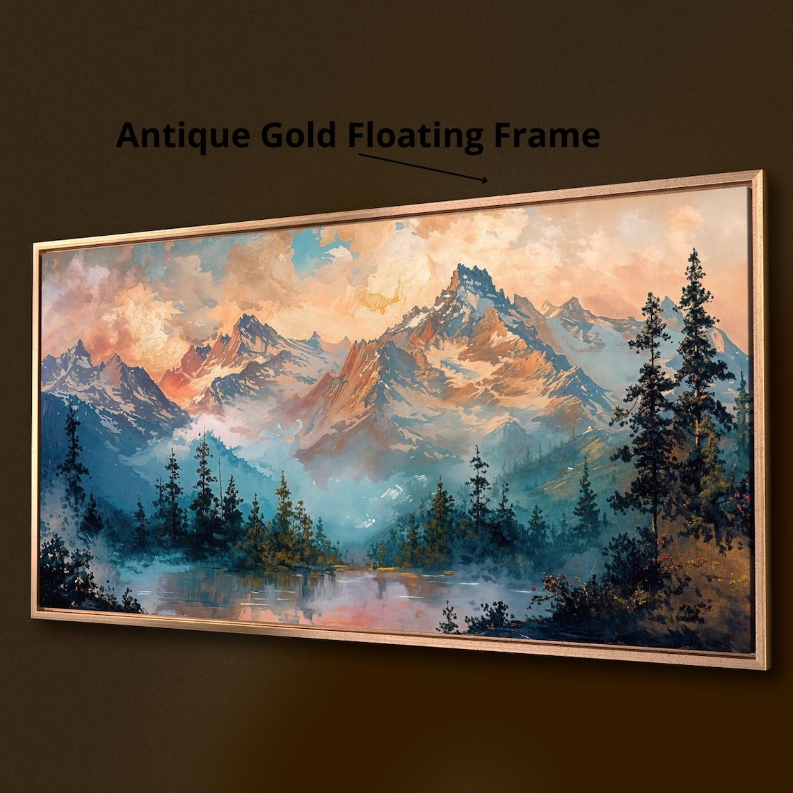 Mystic Mountain Landscape, Snowy Peaks and Lake Art Print - Image 4