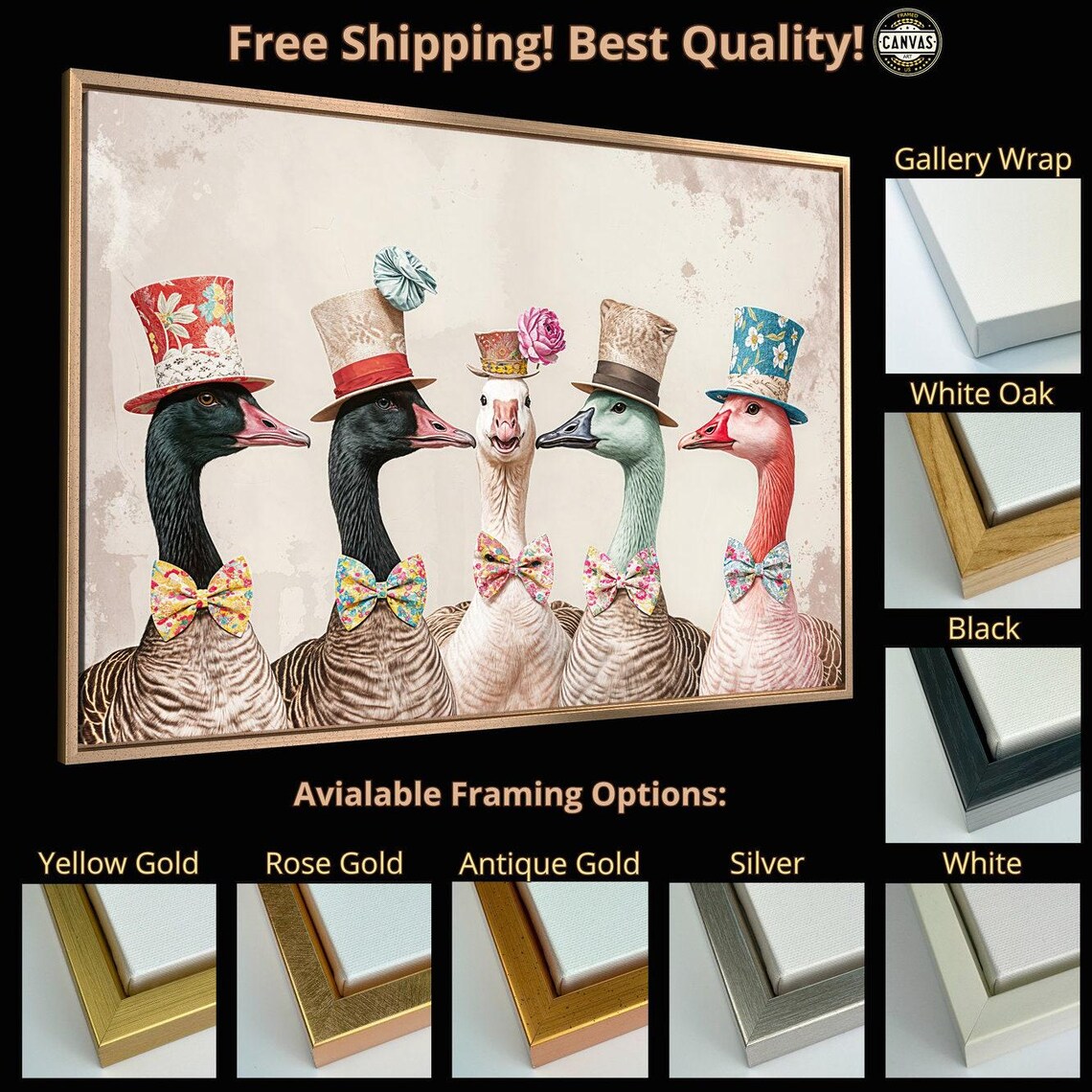 Victorian Geese Surreal Art Print, Elegant Decor - Image 4