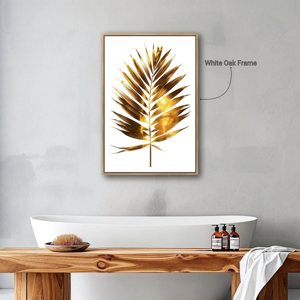 Luxurious Tropical Leaf Framed Wall Art Golden Botanical Illustration Print Elegant Foliage Wall Decor Vertical Poster Ready To Hang - Image 3