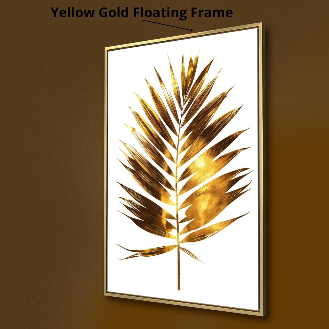 Golden Palm Leaf Minimalist Luxury Tropical Botanical Wall Art Print - Image 2