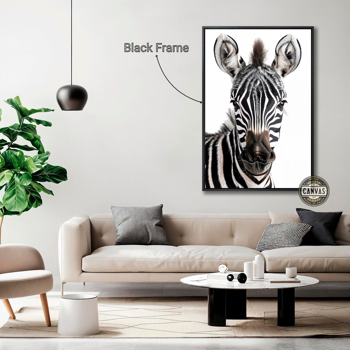 Striking Zebra Face Close Up Black And White Safari Wildlife Art Poster - Image 3