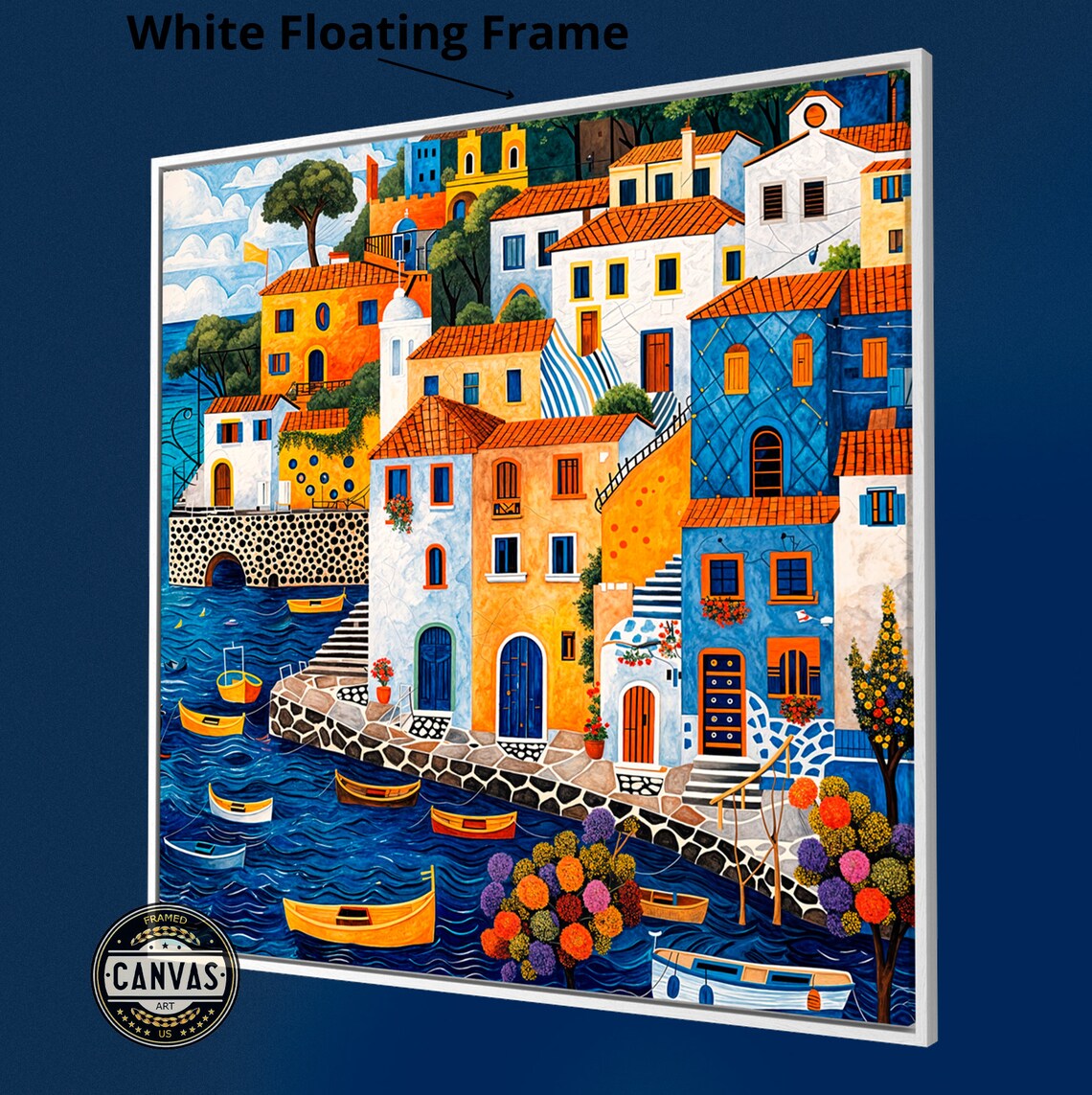 Mediterranean Village Art Print, Seaside Decor - Image 4