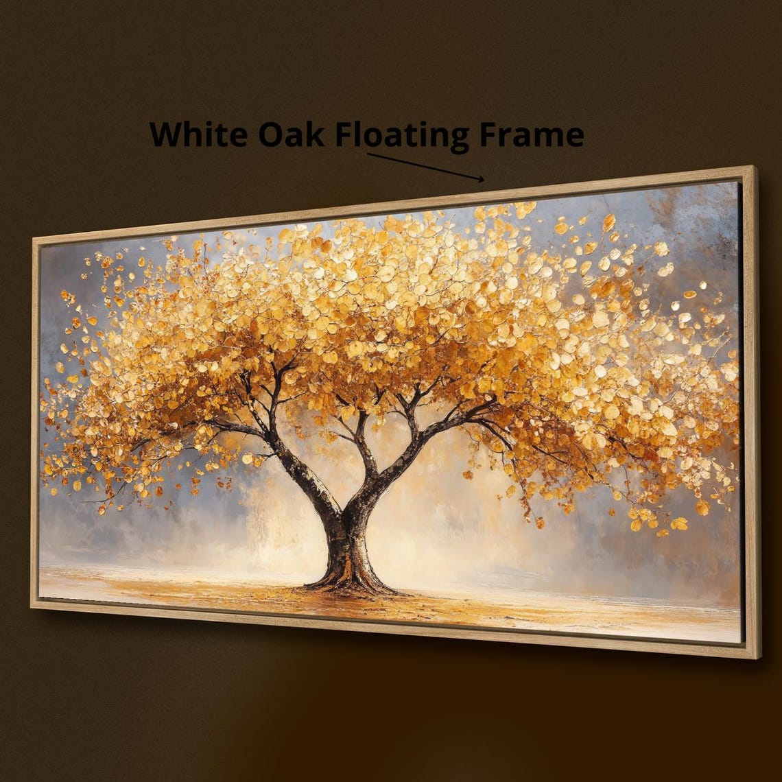 Golden Autumn Tree In Open Field Fall Foliage Abstract Wall Poster - Image 3