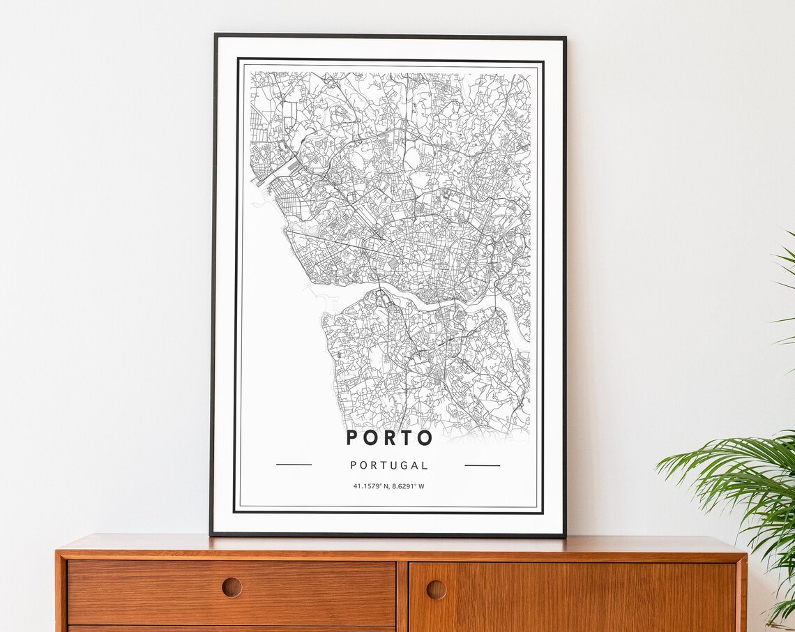 Porto Minimal Map Poster, Portugal City Map