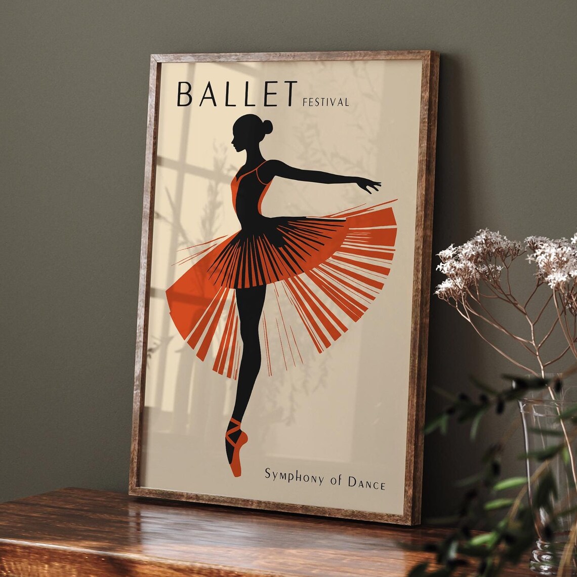 Ballet Festival Red Tutu Dancer Symphony of Dance Art Poster - Image 4