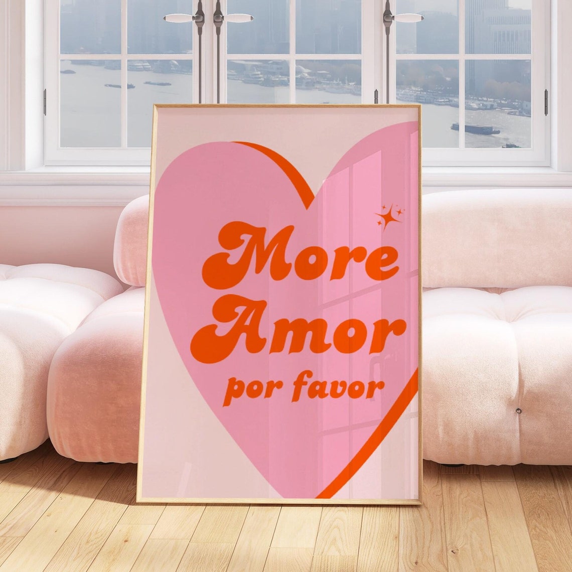 More Amor Por Favor Poster Preppy College Apartment Decor Pink Orange Trendy Art Print Maximalist Spanish Love Quote Poster