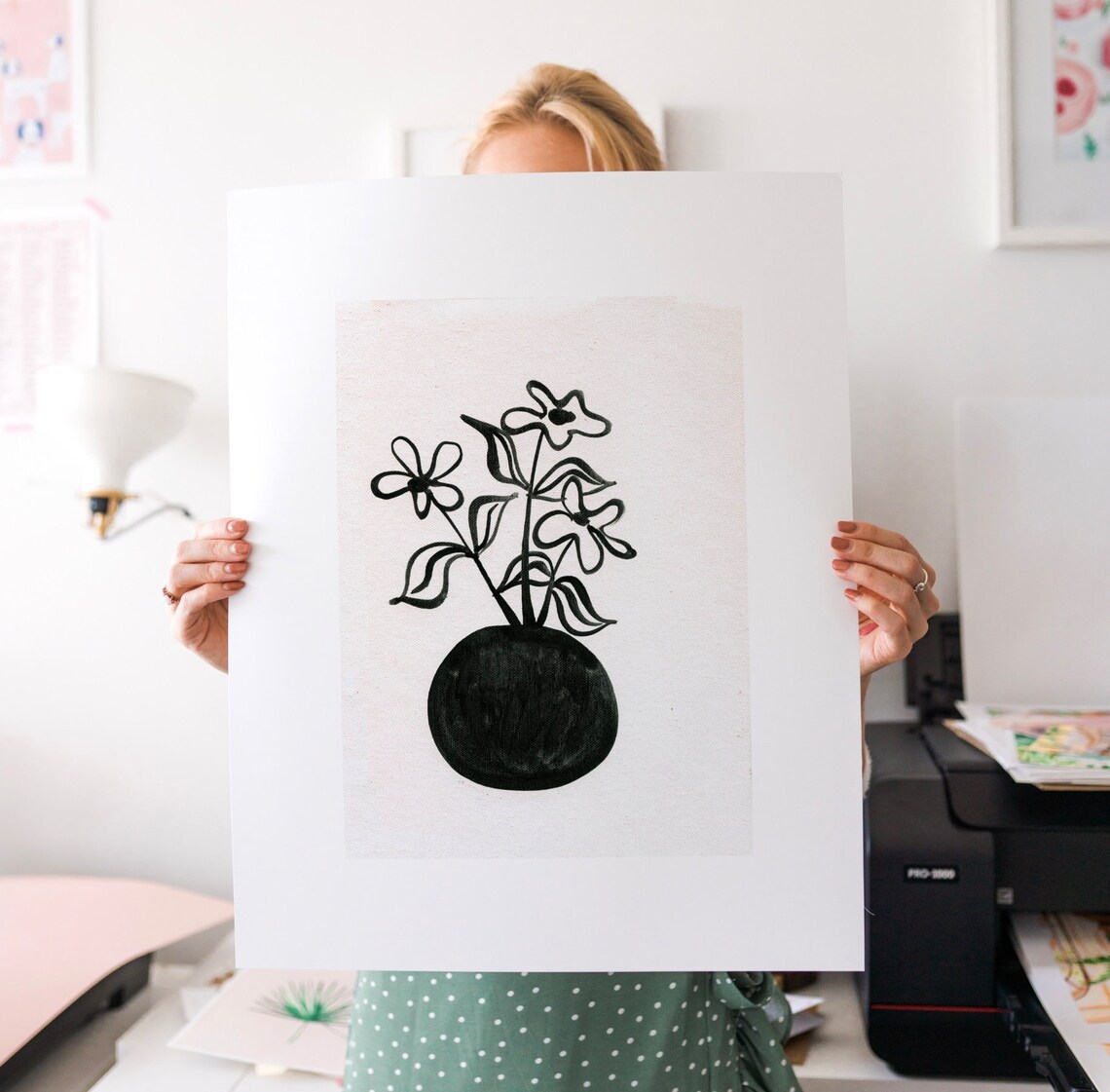 Minimalist Daisy Vase Art Print, Boho Vintage Floral - Image 3