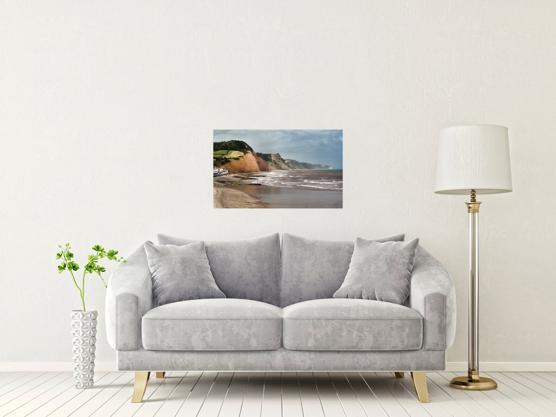 Sidmouth Devon Beach Red Cliffs East Surf Seaside Town Poster - Image 2