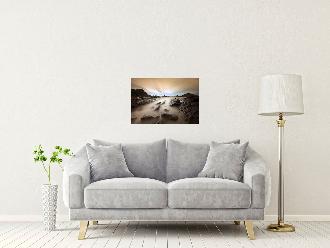 Hartland Quay Devon Long Exposure Rocky Shore Golden Sky Poster - Image 2