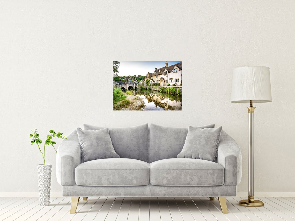 Castle Combe Wiltshire Stone Cottages Bridge River Reflection Poster - Image 2