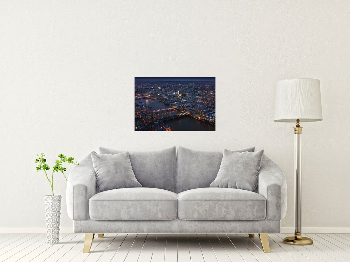 London Night Aerial St Pauls Cathedral Thames Cityscape Poster - Image 2
