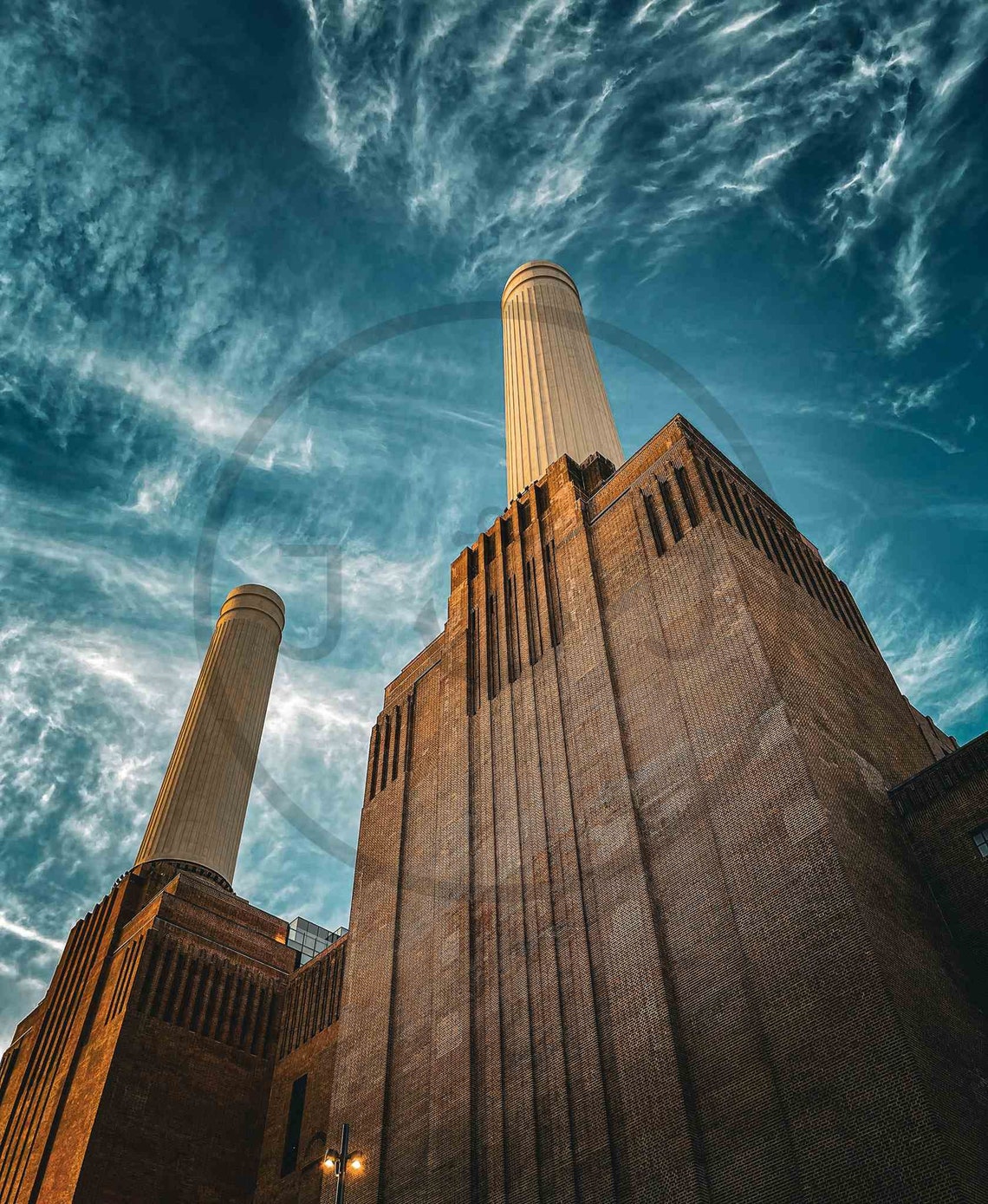 Battersea Power Station Iconic Chimneys Dramatic London Sky Art Poster - Image 2