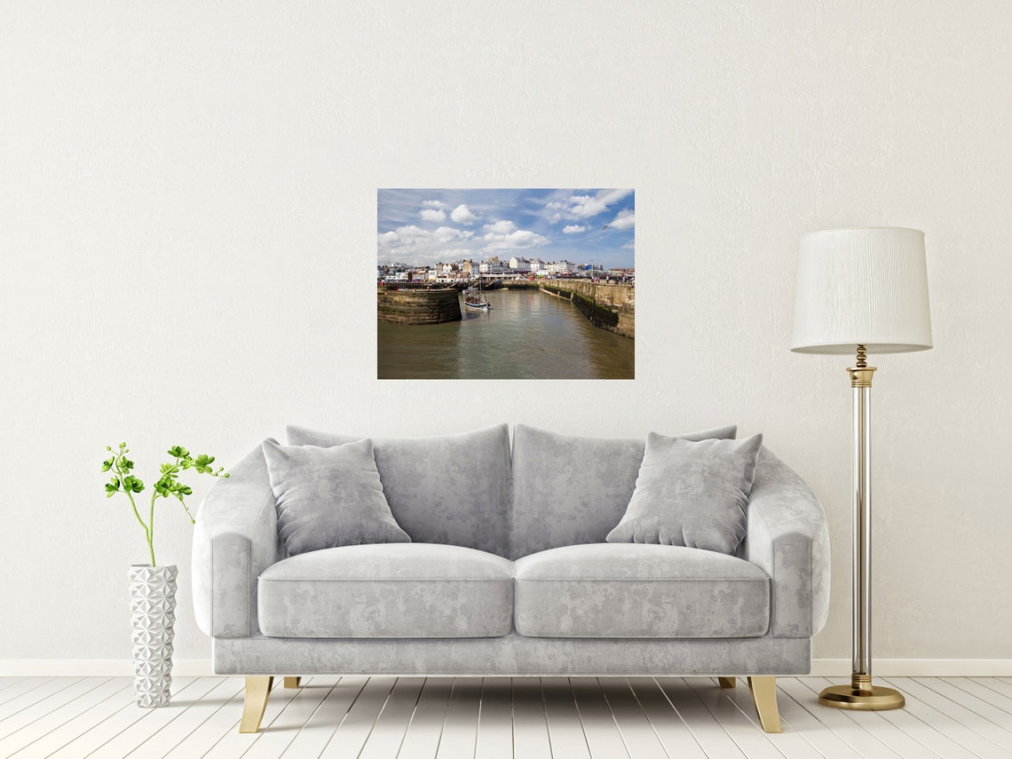 Bridlington Yorkshire Harbour Boat Stone Piers Summer Day Poster - Image 2
