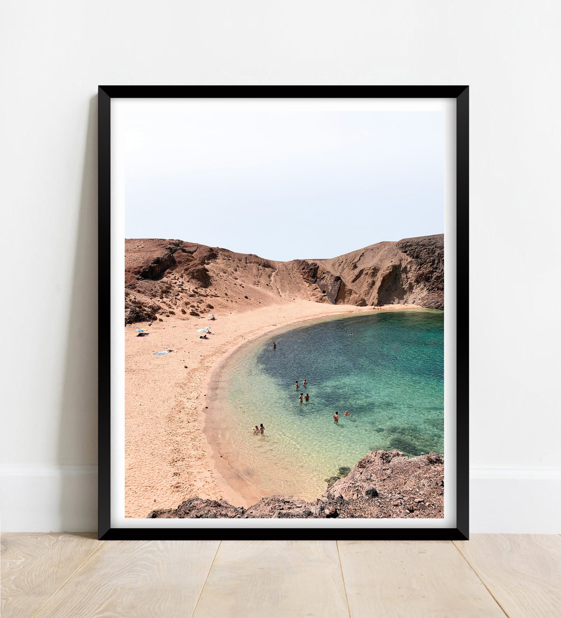 Turquoise Cove Beach Golden Sand Volcanic Cliffs Summer Escape Poster