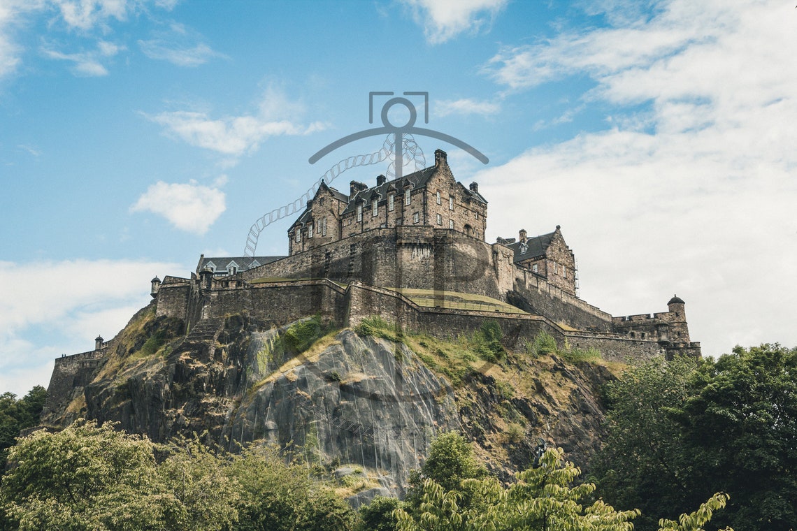Edinburgh Castle Scotland Rock Fortress Blue Sky View Poster - Image 3
