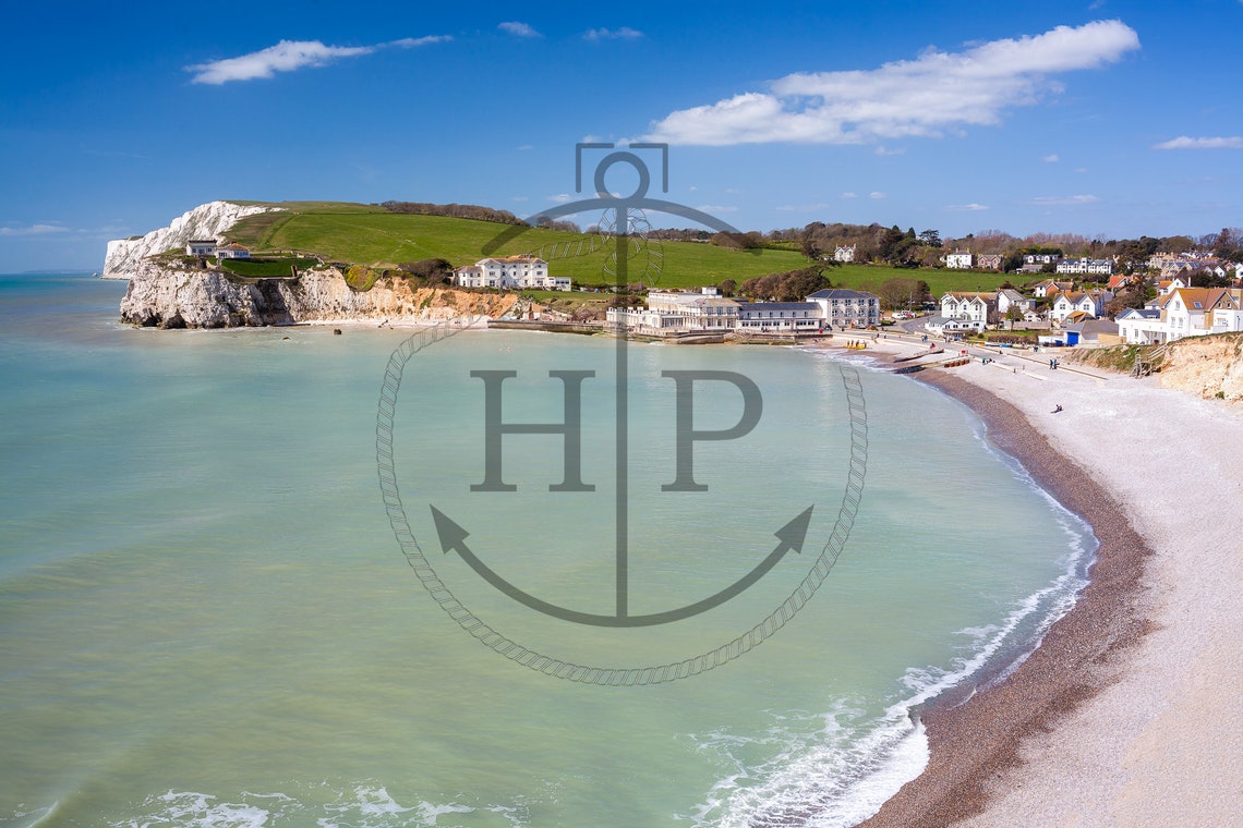 Freshwater Bay Isle Of Wight Chalk Cliffs Coastal Seascape Poster - Image 3