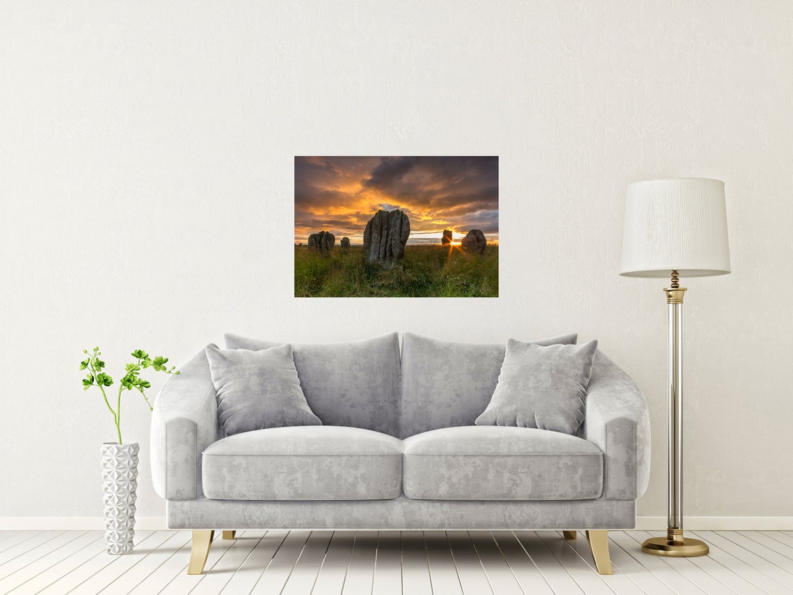 Duddo Five Stones Northumberland At Sunset Under Blazing Sky Poster - Image 2