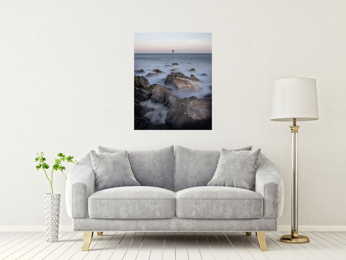 Serene Misty Sea Over Rocks Long Exposure Dawn Seascape Poster - Image 2