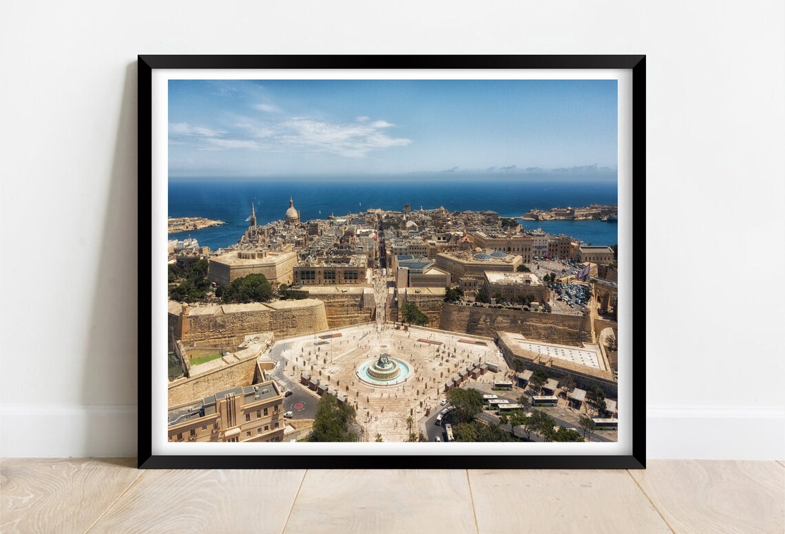 Valletta Malta Aerial Fortified City Mediterranean Sea Poster