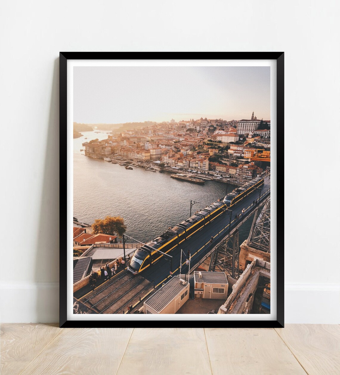 Porto Portugal Sunset Douro River Bridge Train Cityscape Poster