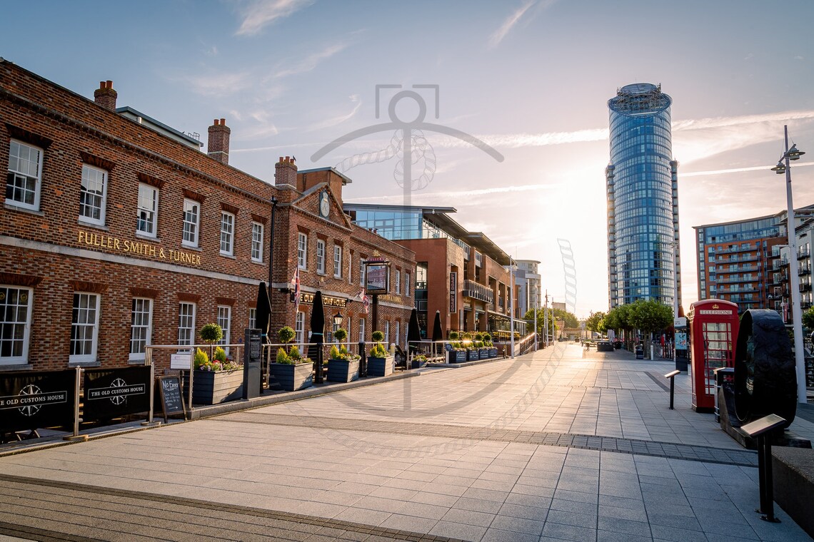 Gunwharf Quays Portsmouth Old Customs House Sunrise View Poster - Image 3