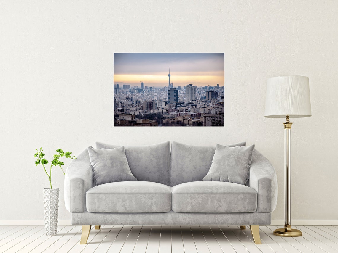 Tehran Skyline With Milad Tower At Golden Sunset Panorama Poster - Image 2