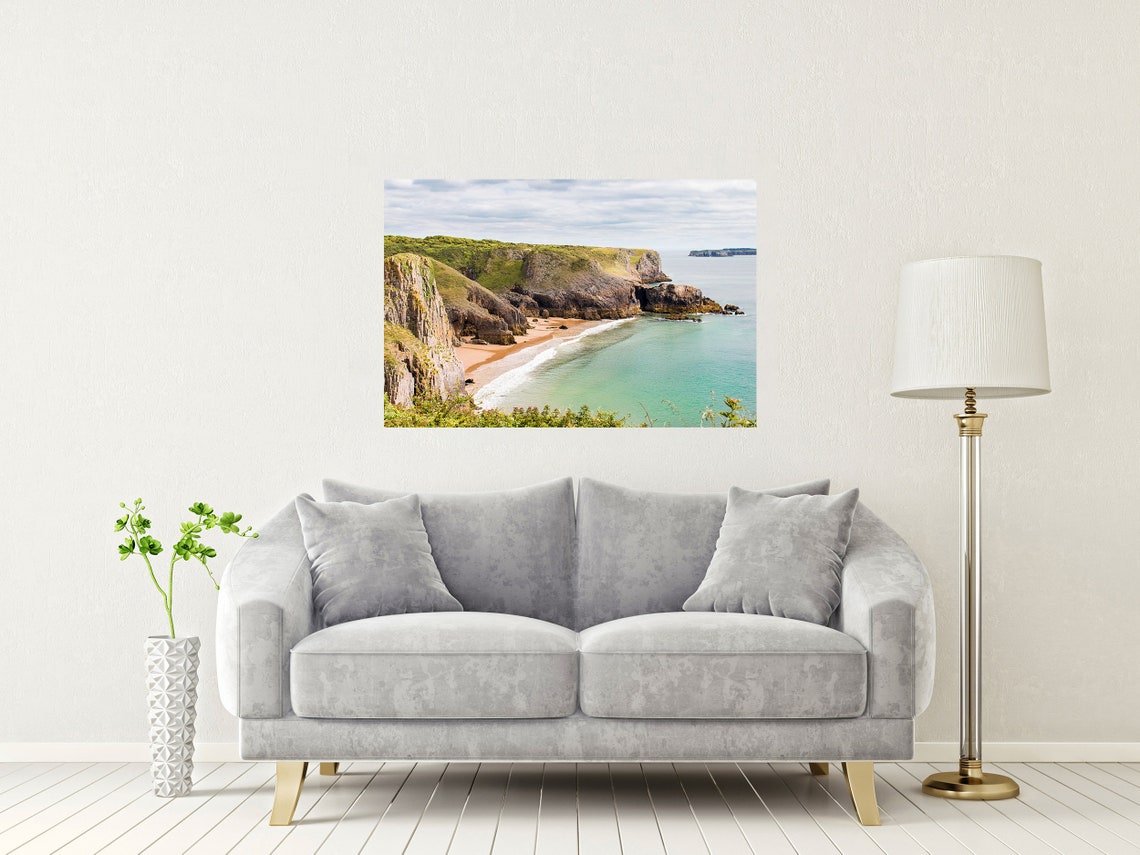 Skomar Beach Pembrokeshire Wales Cliffs Turquoise Cove Poster - Image 2