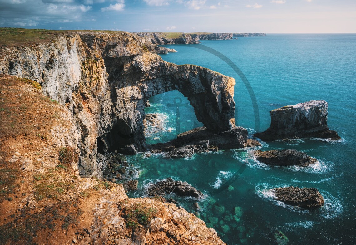 Green Bridge Of Wales Pembrokeshire Coast Natural Rock Arch Poster - Image 3