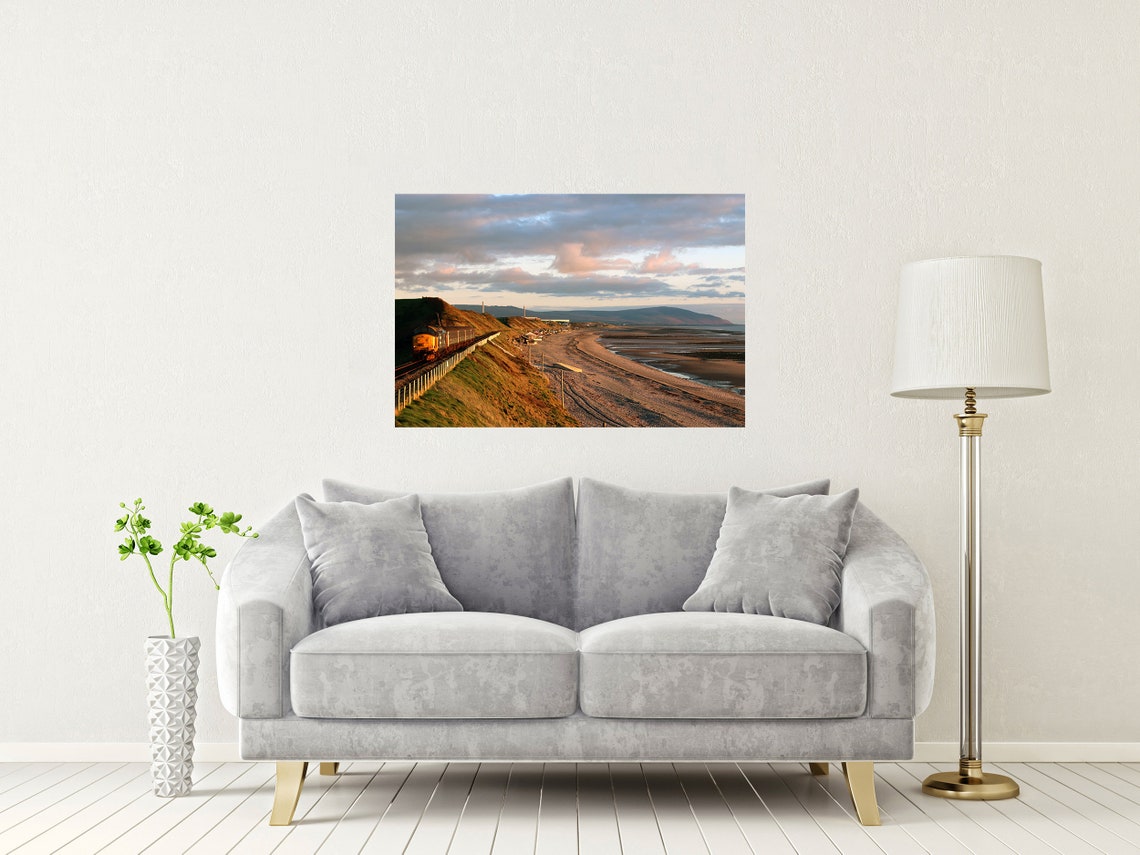 Braystones Beach Train Running Along Cumbria Coastline Poster - Image 2