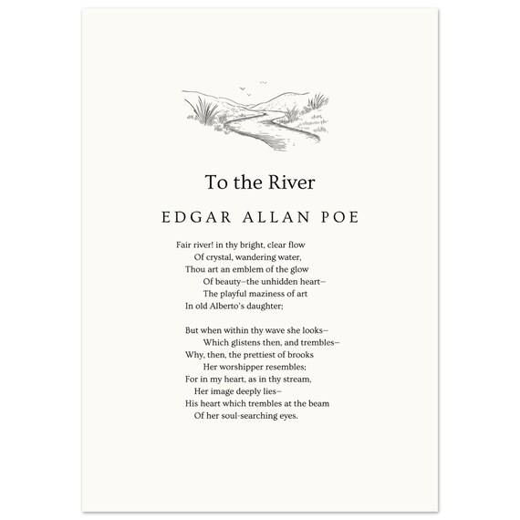 Edgar Allan Poe To the River Poem Landscape Minimalist Poster