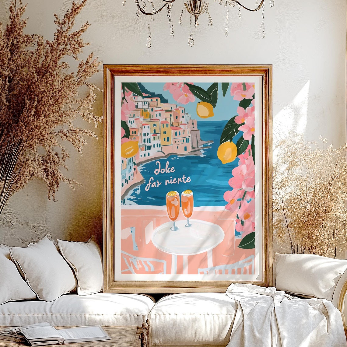 Dolce Far Niente Positano Coast Spritz Cocktail Travel Poster