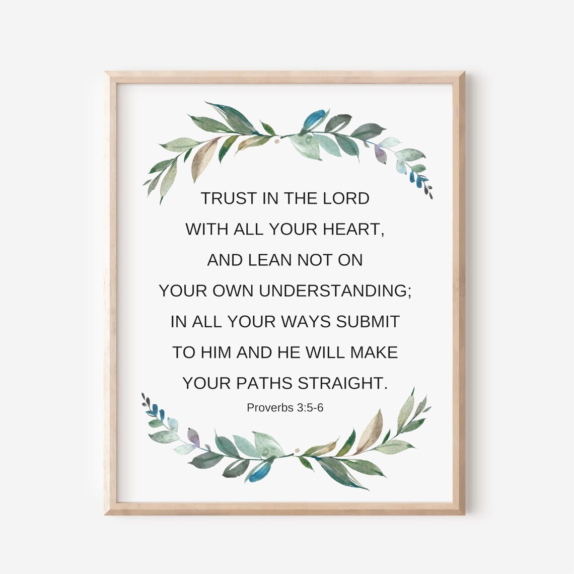 Proverbs 3:5-6 Trust In The Lord Scripture Botanical Verse Faith Poster