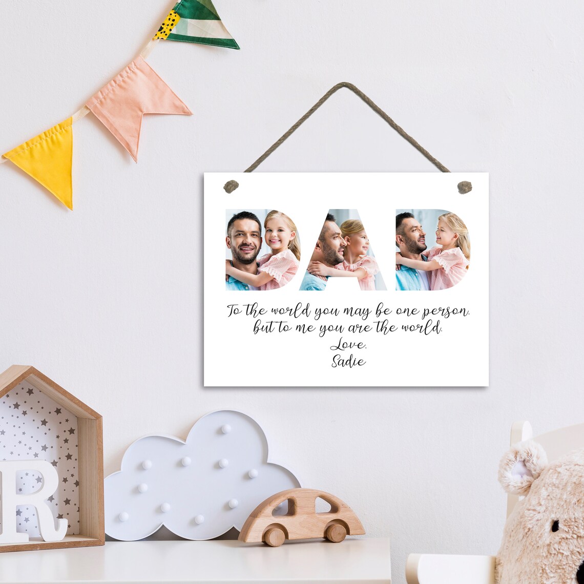 Custom Dad Photo Letter Collage To The World You Are The World Poster - Image 2