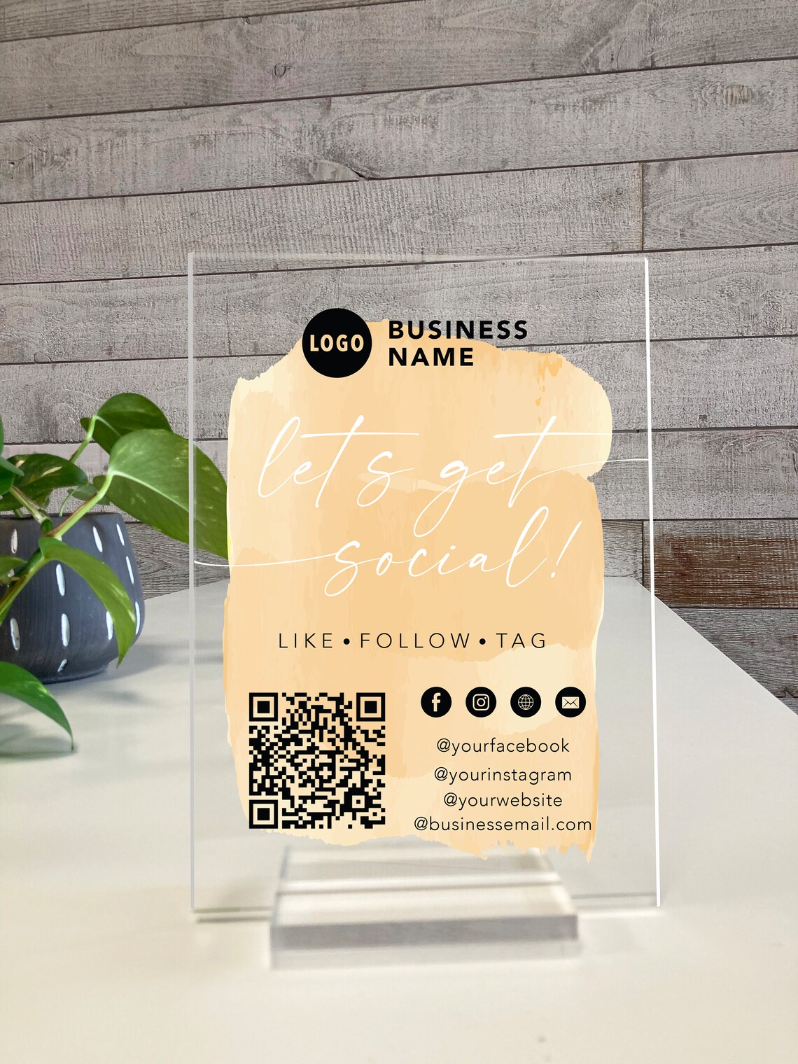 Custom QR Code Social Media Contact Sign, Minimalist - Image 3