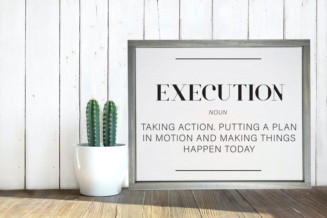The Definition Of Execution Inspirational Office Decor Wood Framed Unframed Or Rope Board Options - Image 2