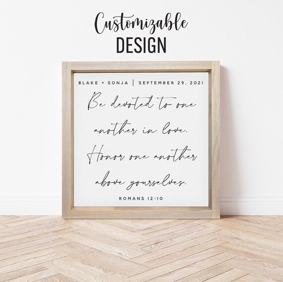 Romans 12:10 Bible Verse Wedding Print with Custom Couple Names