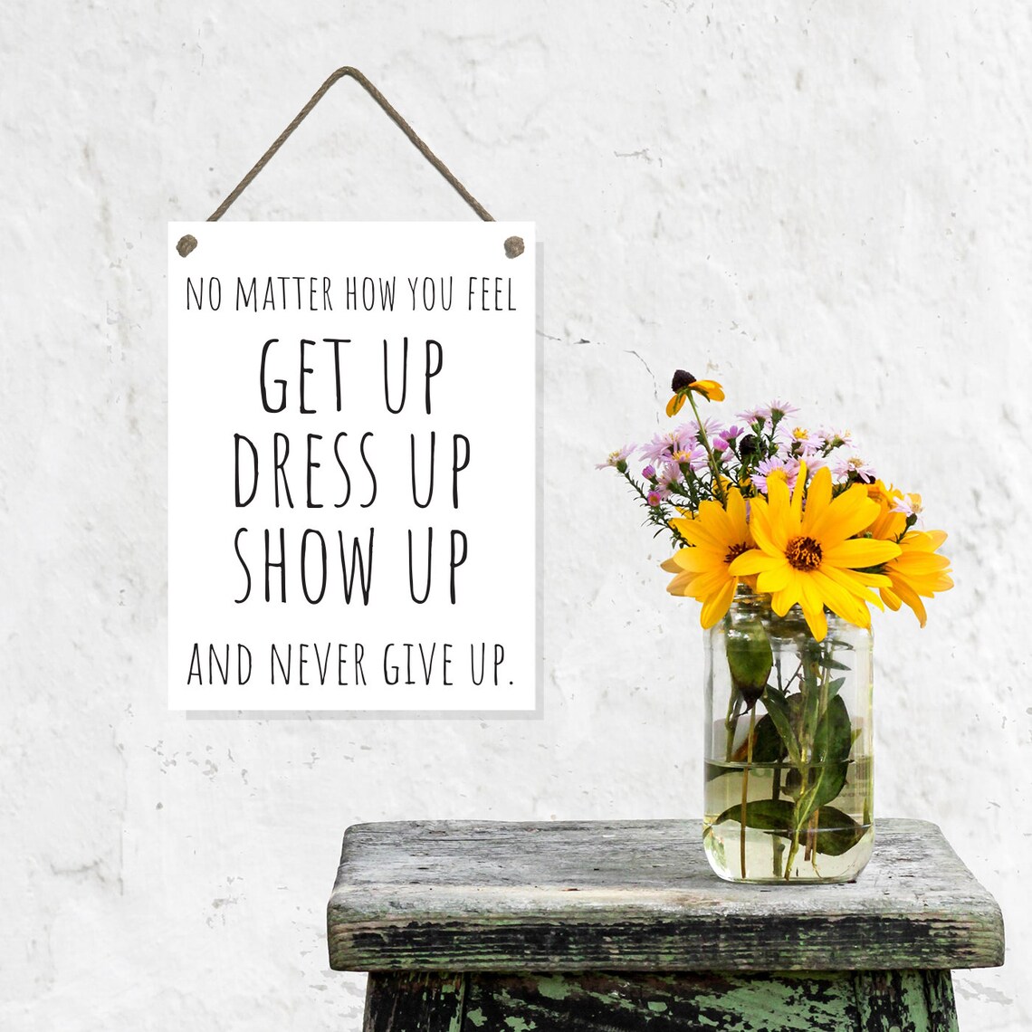 Get Up Dress Up Show Up Never Give Up Motivational Quote Wall Art - Image 2