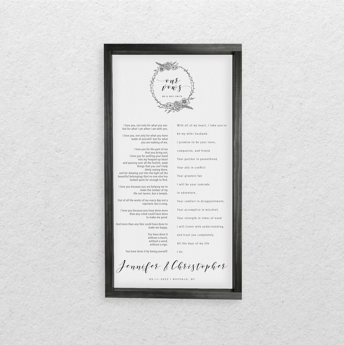 Wedding Vows Wreath Names Date Location Art Print - Image 2